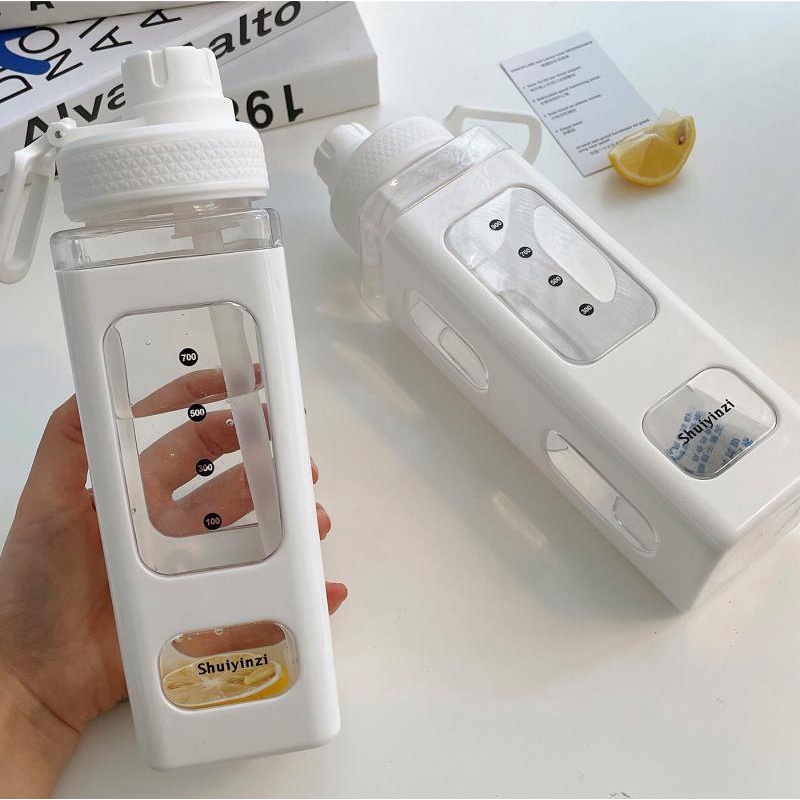 Bình Nước Nhựa Có Ống Hút Dễ Thương Dành Cho Học Sinh Dung Tích Lớn 700 / 900ml