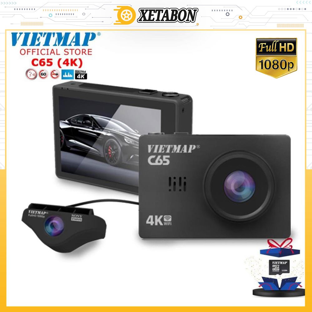 VIETMAP C65 - Camera Hành Trình Ô Tô Màn Hình Cảm Ứng, Cảnh Báo Giọng Nói, Quay Góc Rộng 170 độ Full HD