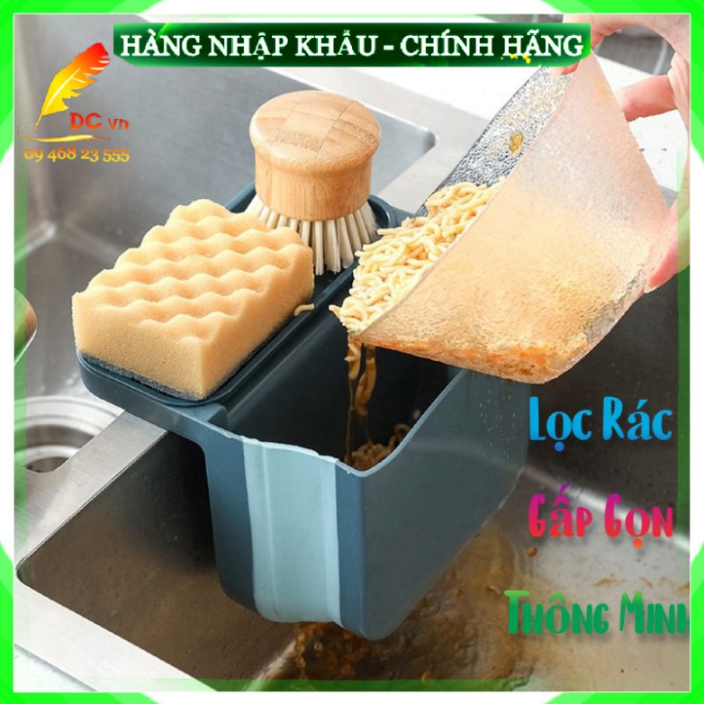 [Hàng Loại 1 - Bảo Hành] Rổ khay giỏ lọc đựng rác đồ ăn thức ăn thừa treo bồn rửa bát rửa chén bằng nhựa gấp gọn thông m