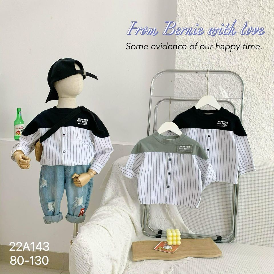 Áo sơ mi dài tay Bernie phối cổ 3P Hipster cho bé