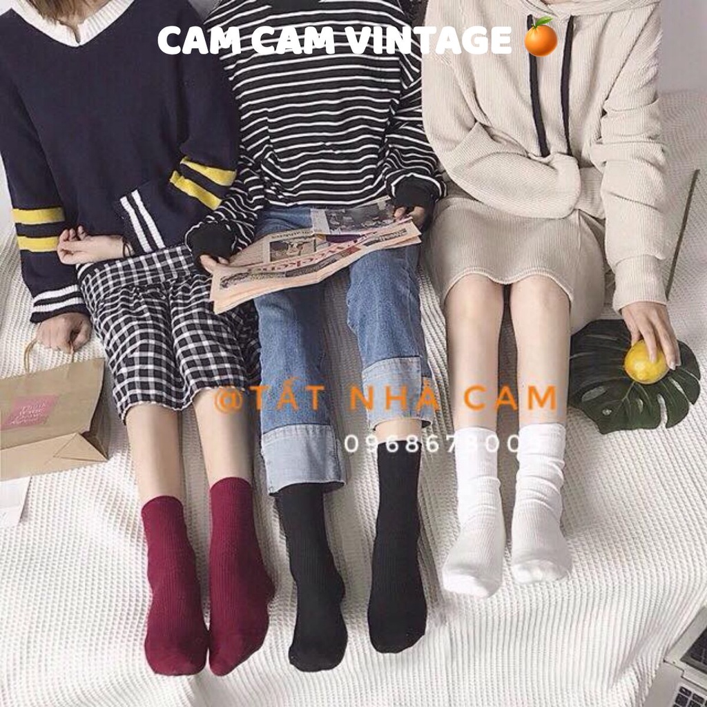 TẤT VỚ CAO CỔ NAM NỮ  VINTAGE NHÚN HÀN QUỐC - CAM CAM VINTAGE