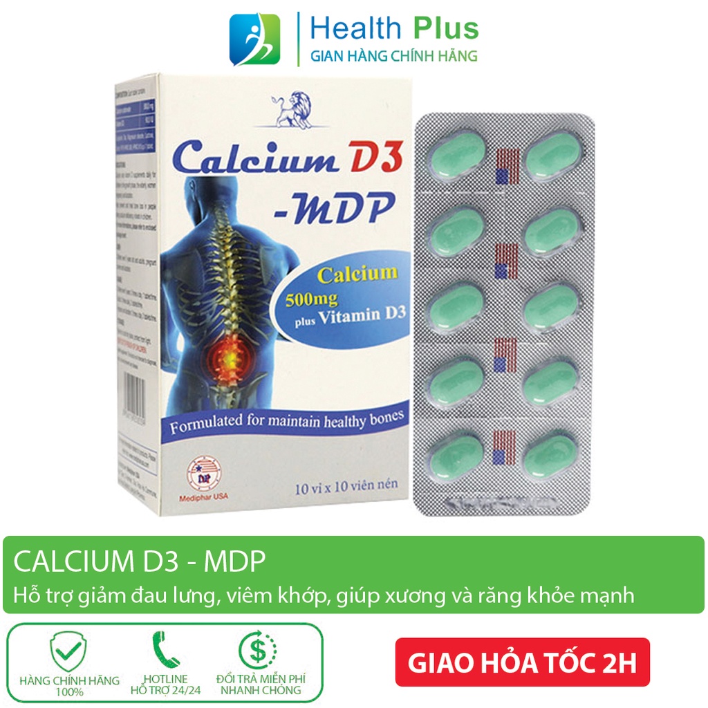 Viên uống CALCIUM D3 - MDP 500mg - Bổ sung calci và vitamin D - Hộp 100 viên
