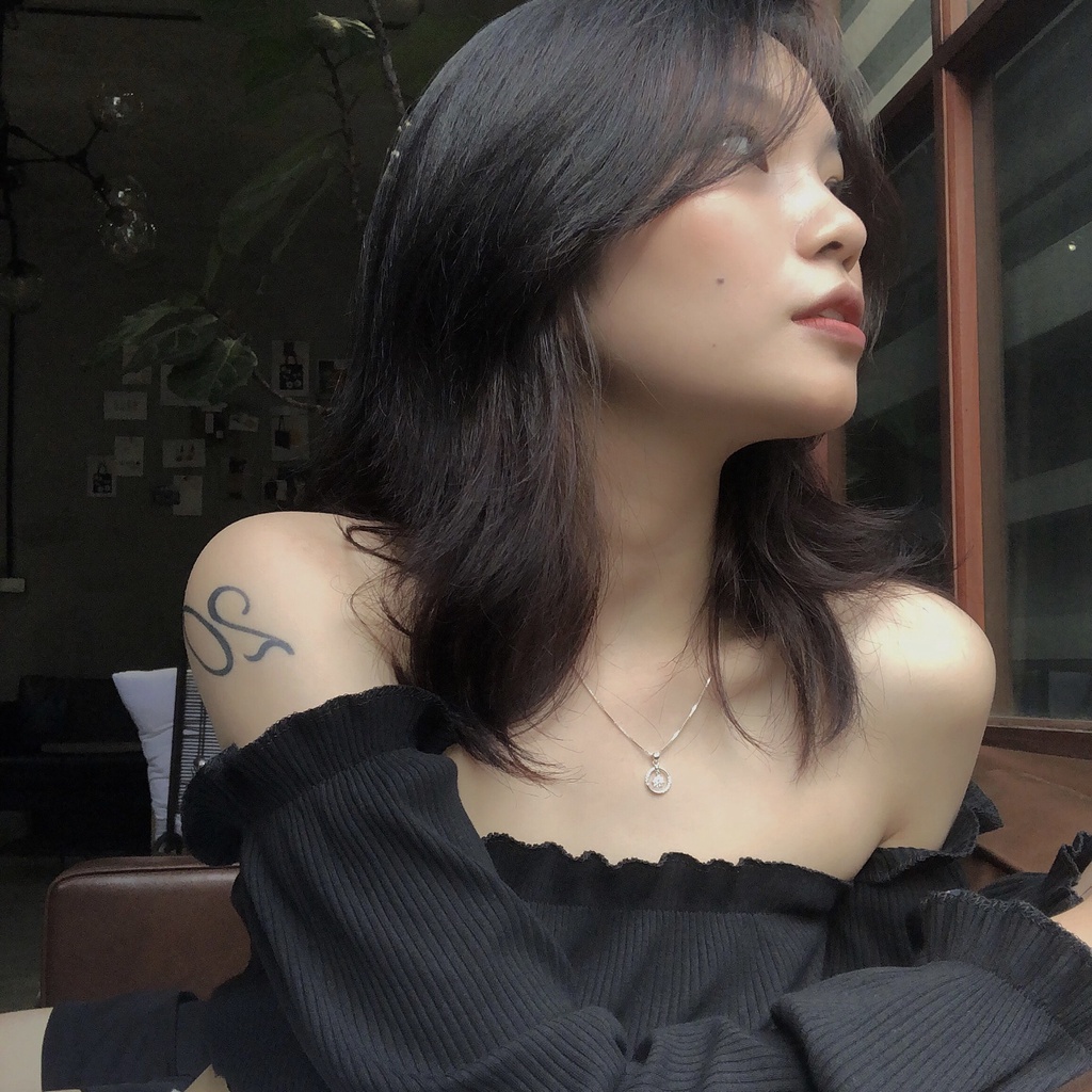 Dây chuyền bạc nữ Miuu Silver mặt tròn dáng dropping Lizzie Necklace