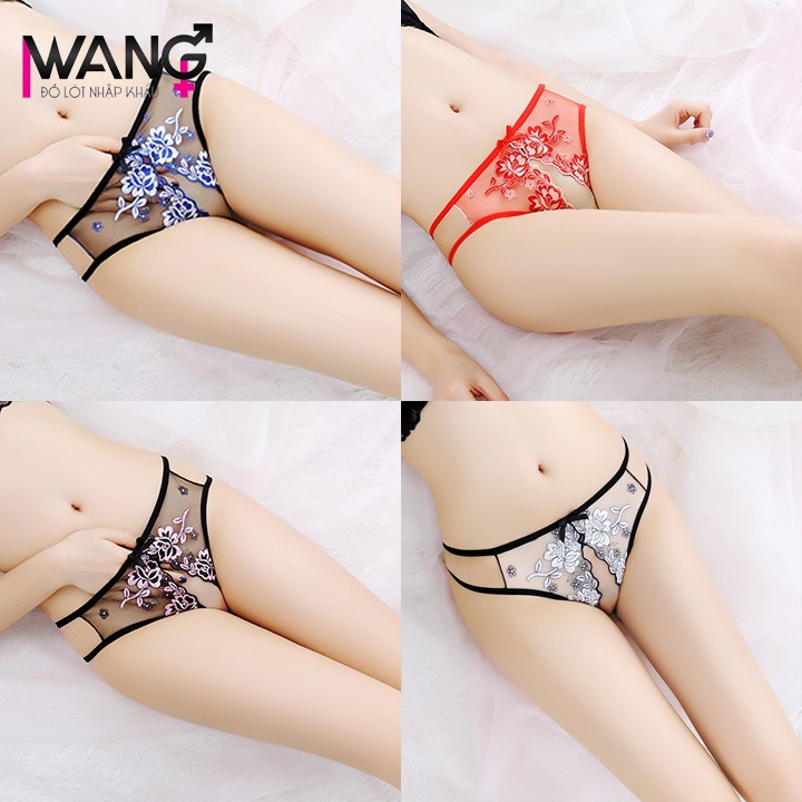 Quần lót xẻ đáy ren lưới siêu mỏng sexy 3014