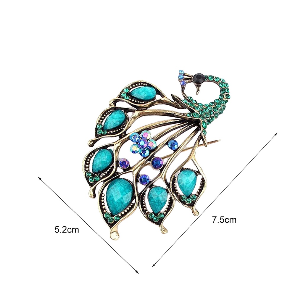 Cài Áo Hình Con Công Đính Đá Bằng Hợp Kim Thời Trang