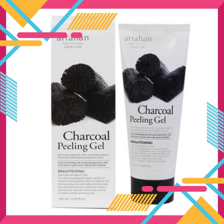 [MÃ GIẢM GIÁ 10% CHO ĐƠN TỐI THIỂU 199K] Gel tẩy da chết Arrahan Charcoal Peeling Gel 180ml Hàn Quốc😊FREE😊than hoạt tính