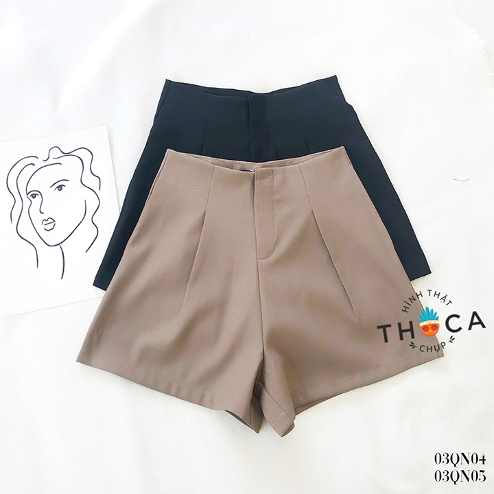 Quần short nữ đen, nâu basic túi mổ bên THOCA HOUSE trẻ trung, năng động, hợp thời trang phong cách Hàn Quốc
