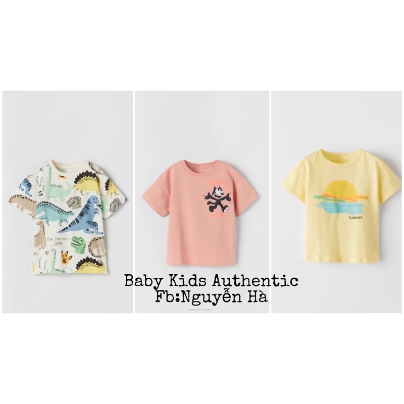 Áo cộc tay cotton bé trai ZARA SP sz 9m-4y