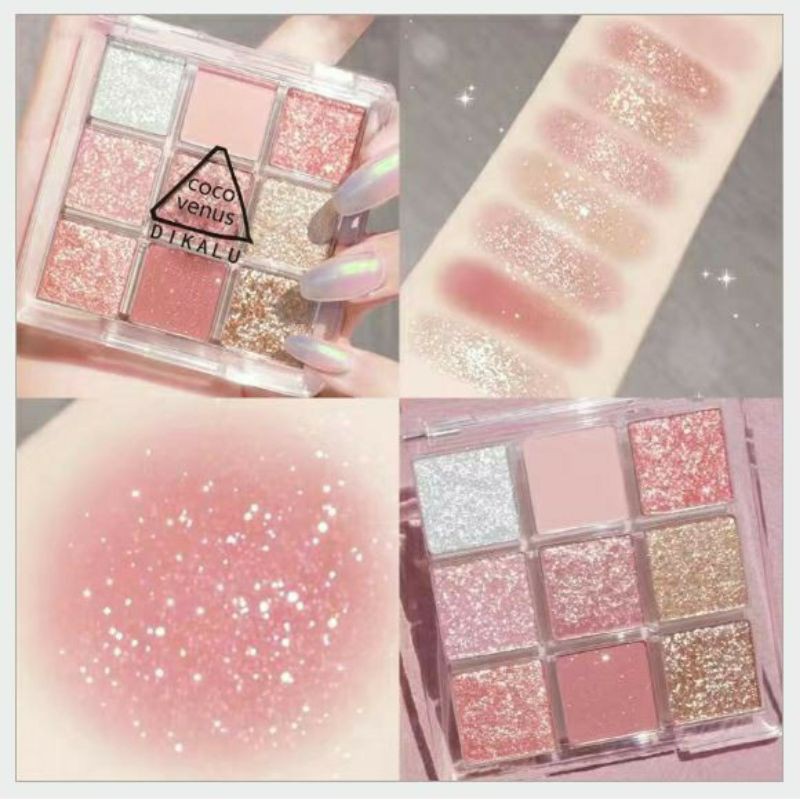 (Rẻ Vô Địch) Bảng Phấn Mắt 9 Ô Vuông Dikalu Coco Venus Siêu Xinh