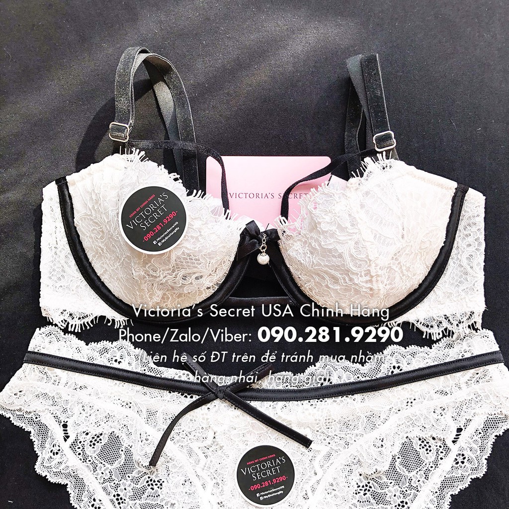 (Hàng Mỹ) 34A/A75 - Áo trắng ren sexy (128) ren sexy, không đệm, Dream Angels, Charm Coco - Victoria's Secret