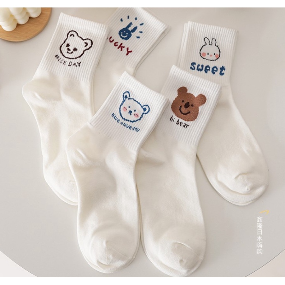 Set 5 đôi vớ tất nữ cổ cao hàn quốc cotton ✅nhiều màu cực xinh✅