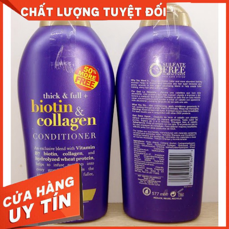 BIOTIN Tím Bộ Dầu Gội + Xả 577ML BIOTIN COLLAGEN OGX [Giảm Rụng - Kích Thích Mọc Tóc] | BigBuy360 - bigbuy360.vn