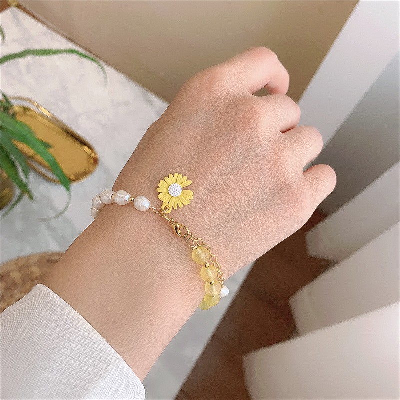Lắc tay chuỗi hạt bông hoa nhiều màu sắc phong cách Hàn Quốc cá tính
