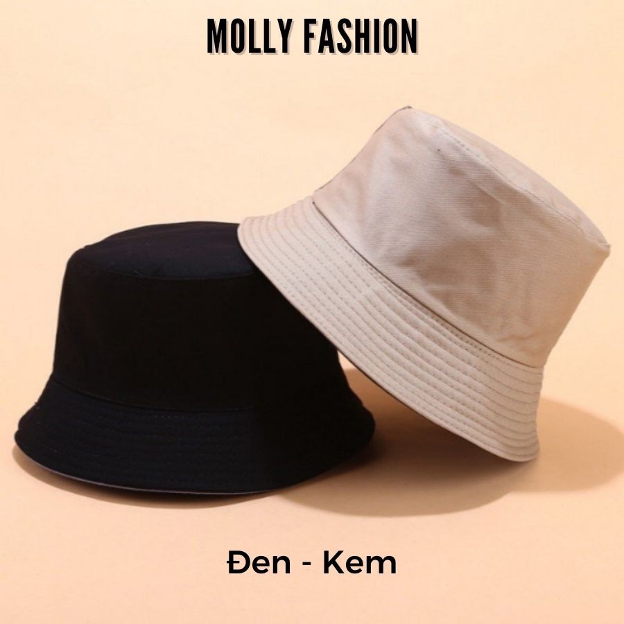 Mũ bucket trơn Unisex  Nón tai bèo trơn 2 mặt phong cách Ulzzang Molly Fashion – NB02