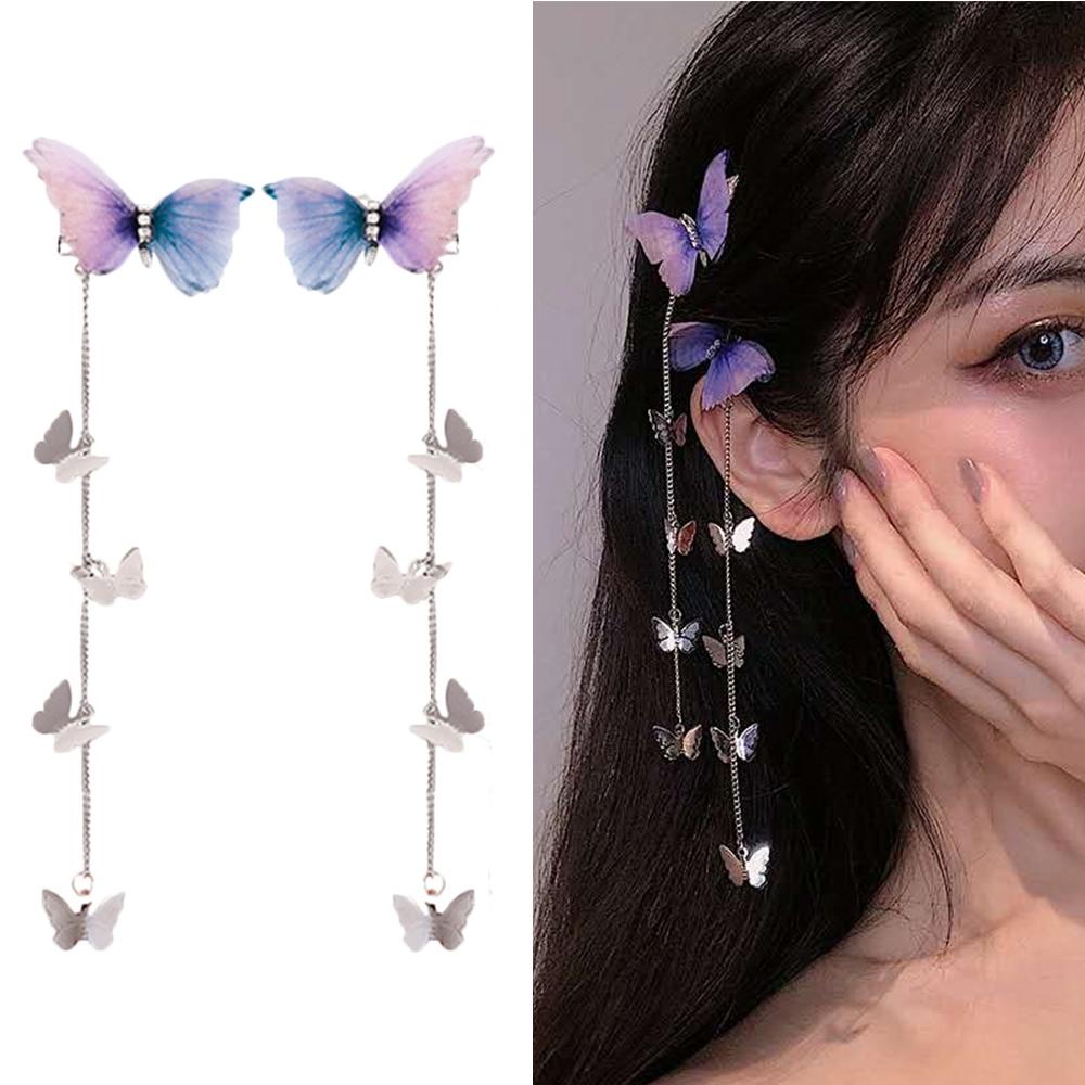 Kẹp Tóc Hình Bướm Phối Tua Rua Phong Cách Cổ Điển Cho Nữ