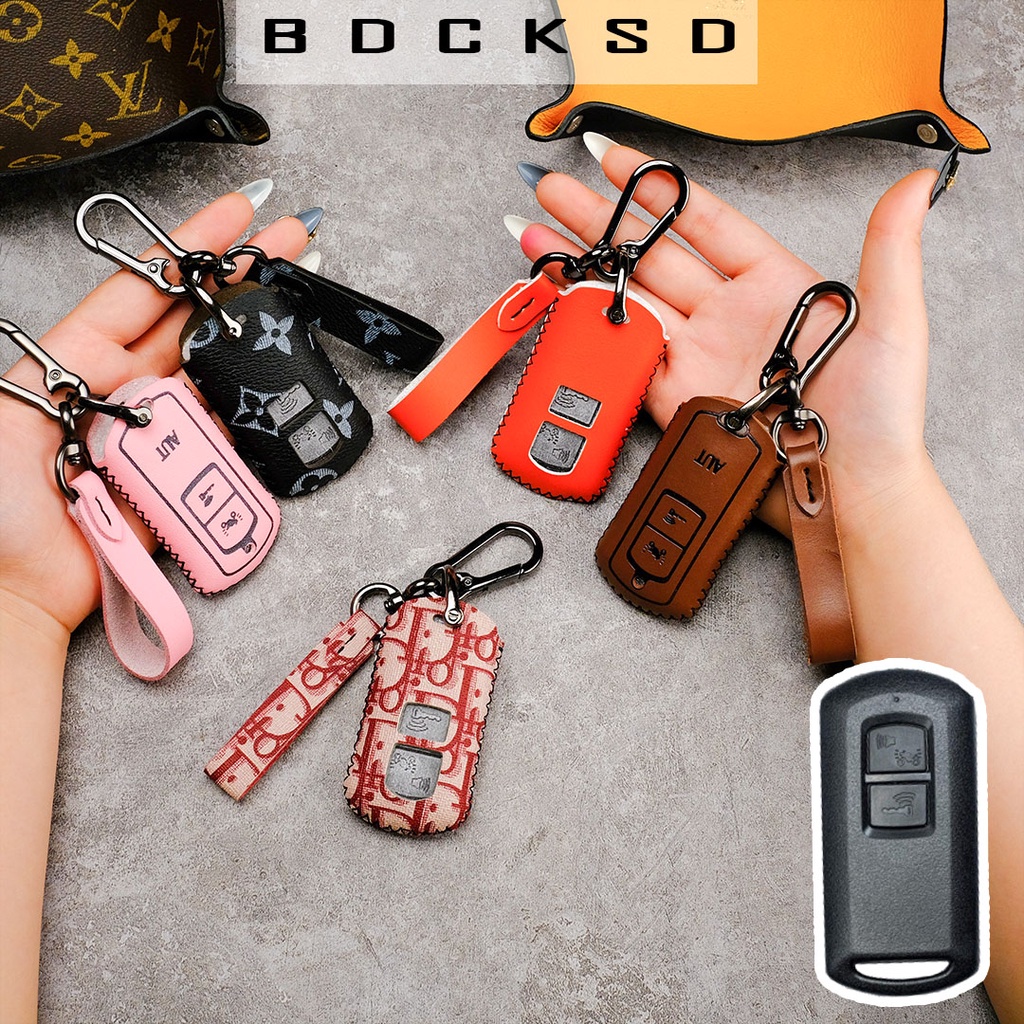 Bao da chìa khóa smartkey xe máy Honda Air Blade Vision 2019-2020 Lead Vario 150 Scoopy Click khâu tay có tay cầm