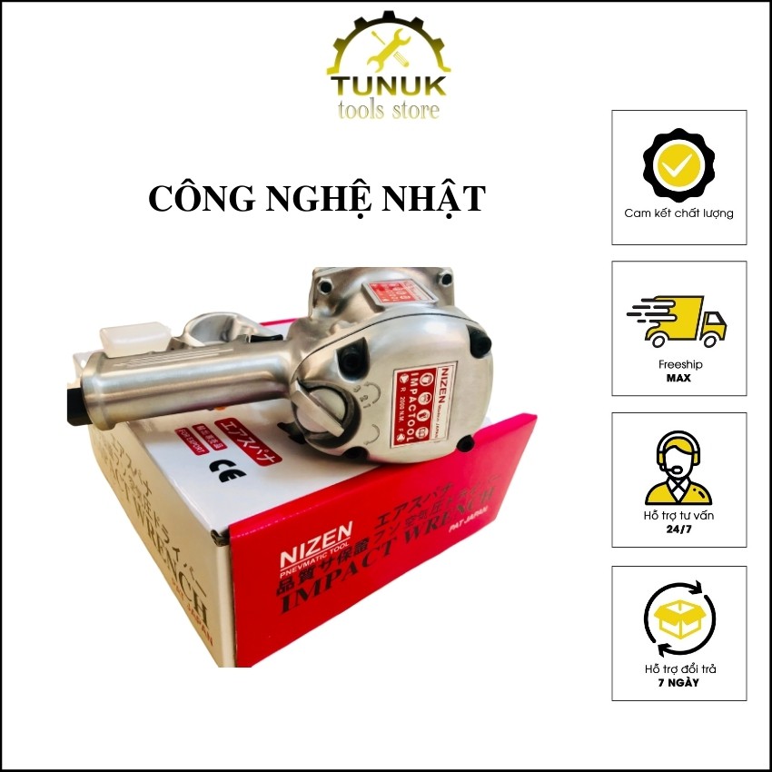 Máy vặn bulong Nizen TUNUK,  thảo mở ốc chân 3/4 bằng khí nén, công nghệ nhật