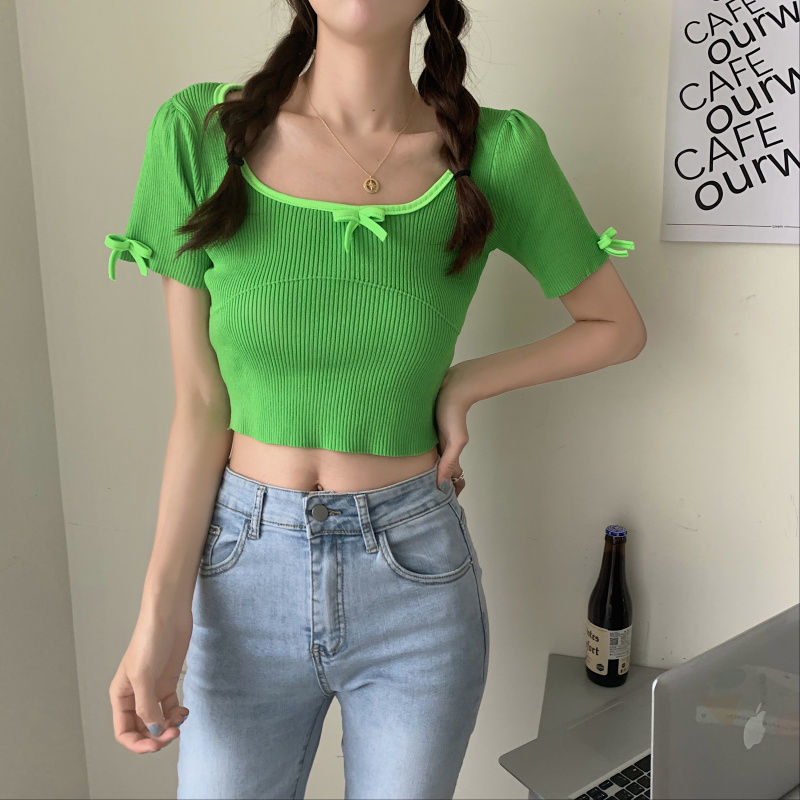 Áo thun tay ngắn cổ tròn năng động đáng yêu cho nữ