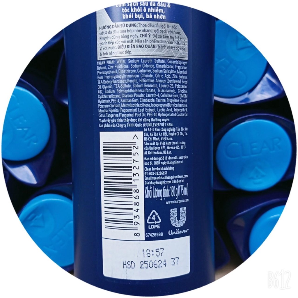 Dầu gội sạch gàu Clear Men Deep Cleanse sạch sâu cho 1 mái tóc khỏe và bồng bềnh 180g