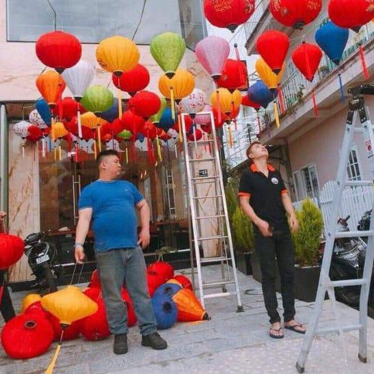 Lồng Đèn Hội An lụa tròn 30cm siêu đẹp dáng tròn