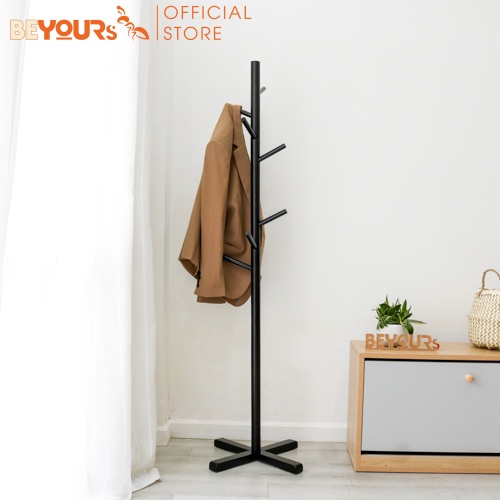 Cây treo quần áo BEYOURs Standing Hanger gỗ cao su tự nhiên, treo nhiều đồ, chịu lực tốt (3 màu: trắng, đen, gỗ)
