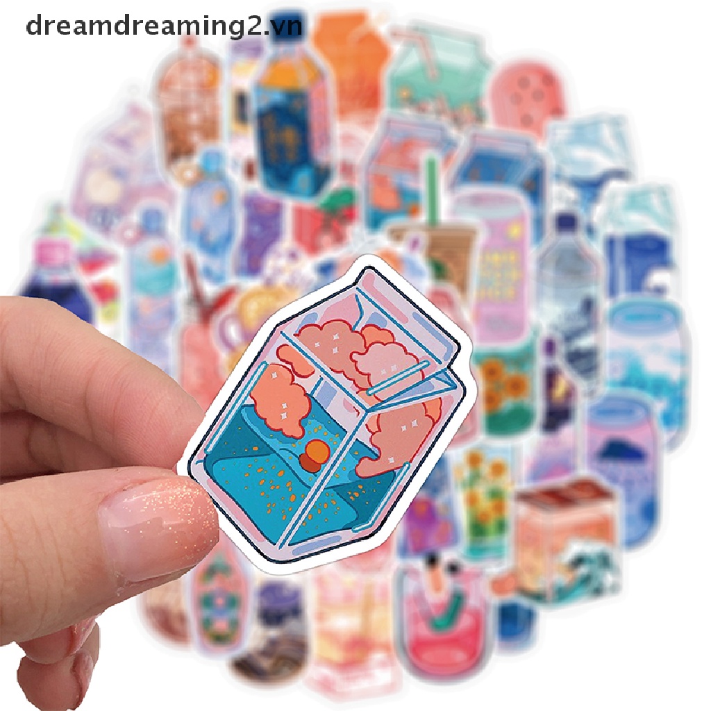 Bộ 50 Miếng Dán Hình Nước Uống Có Hương Thơm DIY Cho Nữ