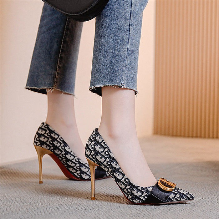 ☑Blazing gold bird lattice pattern pointed high heels design niche women s shoes 2021 new style temperament stiletto single