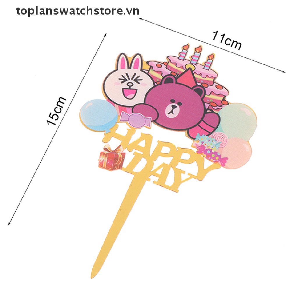 [toplanswatchstore] Topper Trang Trí Bánh Sinh Nhật Hình Hươu Cao Cổ Nhiều Màu Sắc Bằng Acrylic