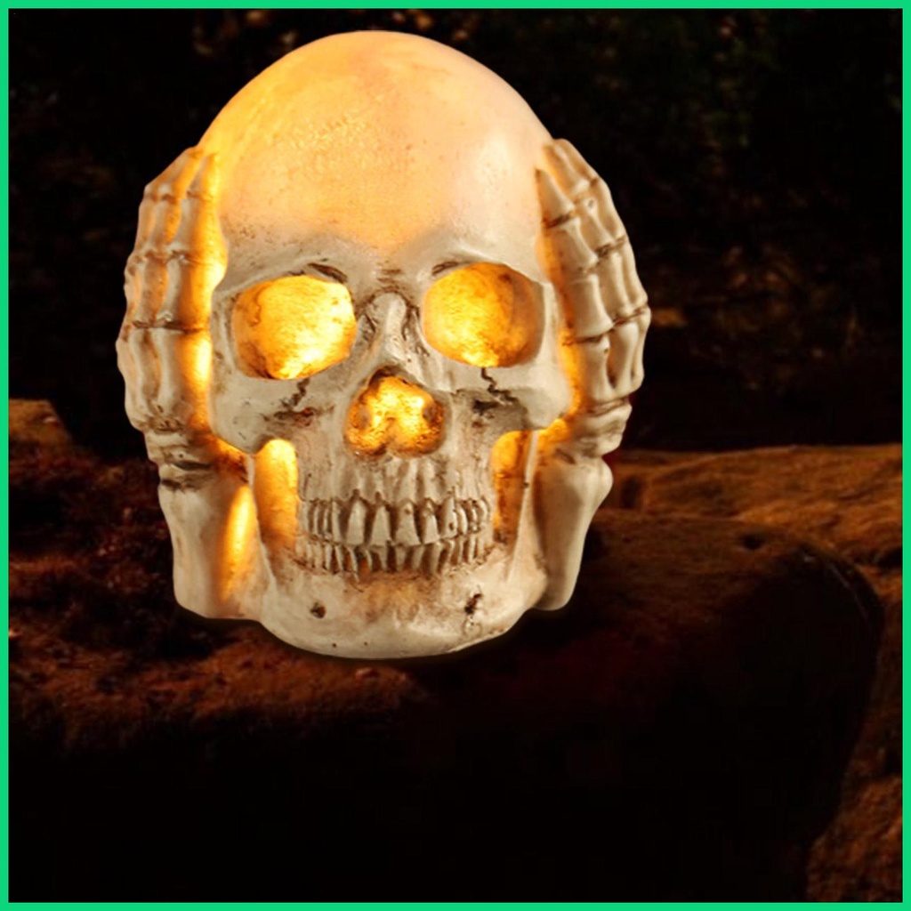 Đèn Ngủ Hình Đầu Lâu Bằng Nhựa Resin Để Bàn Trang Trí Tiệc Halloween