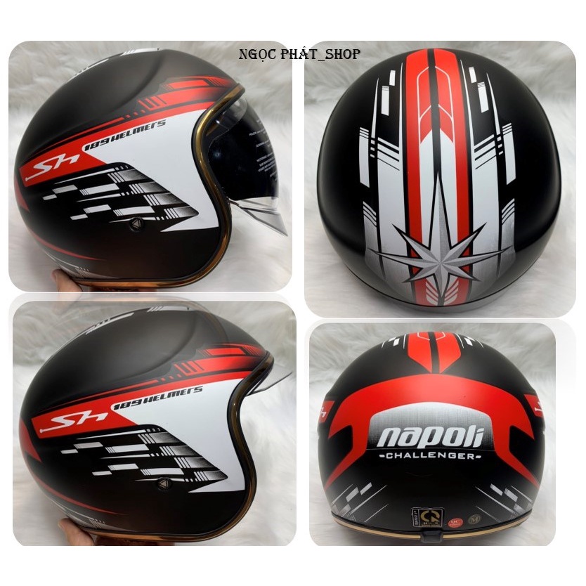 MŨ BẢO HIỂM che cả đầu và tai, có kính NAPOLI_[PHONG CÁCH PHƯỢT THỂ THAO]_SIZE M 53-55cm