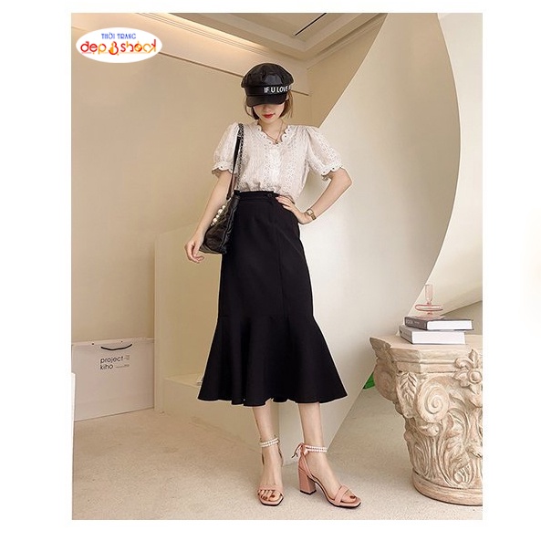 Giày Cao Gót 7p quai ngang đính ngọc thời trang Big Size