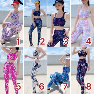Set đồ tập gym - đồ tập yoga - mẫu hoa