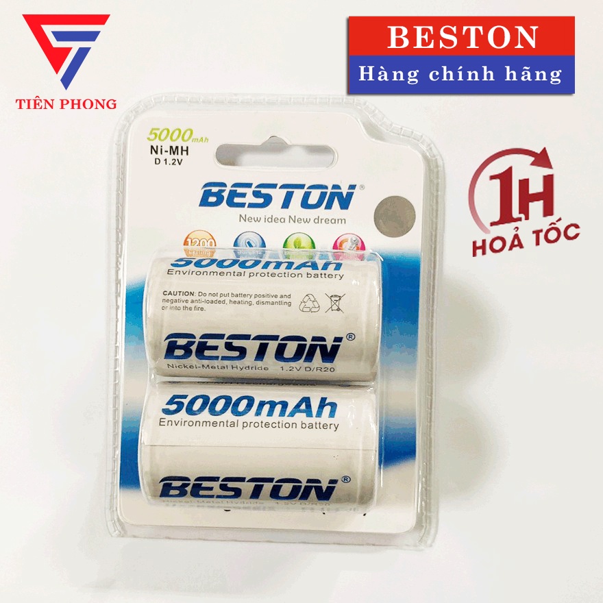 [VỈ 2 VIÊN] Pin Sạc Đại D Beston 5000mAh 1.2V chính hãng