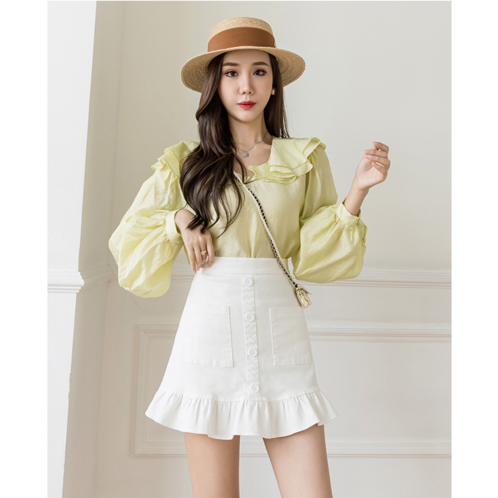 Chân váy nữ, chân váy midi phối cúc chất kaki màu đen size S M L SKUCV-04A  1990clother