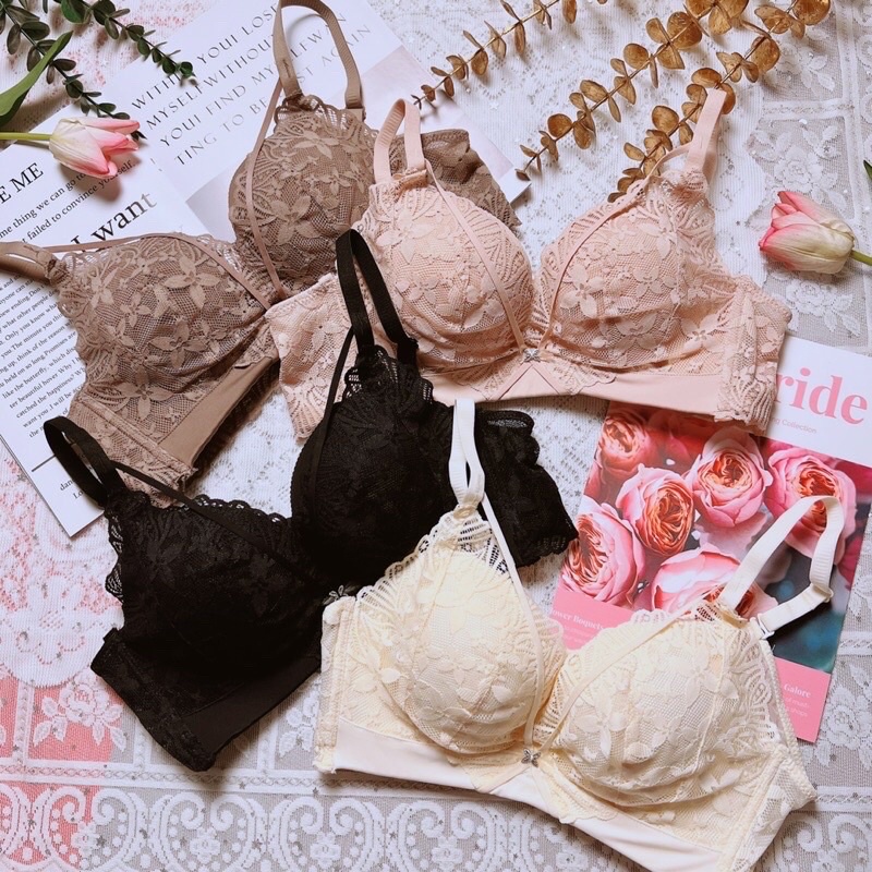 [2289] Áo lót định hình ren đan dây siêu độn dày đệm mút hơi mềm mại thoáng khí, không gọng,siêu nâng đẩy có video thật