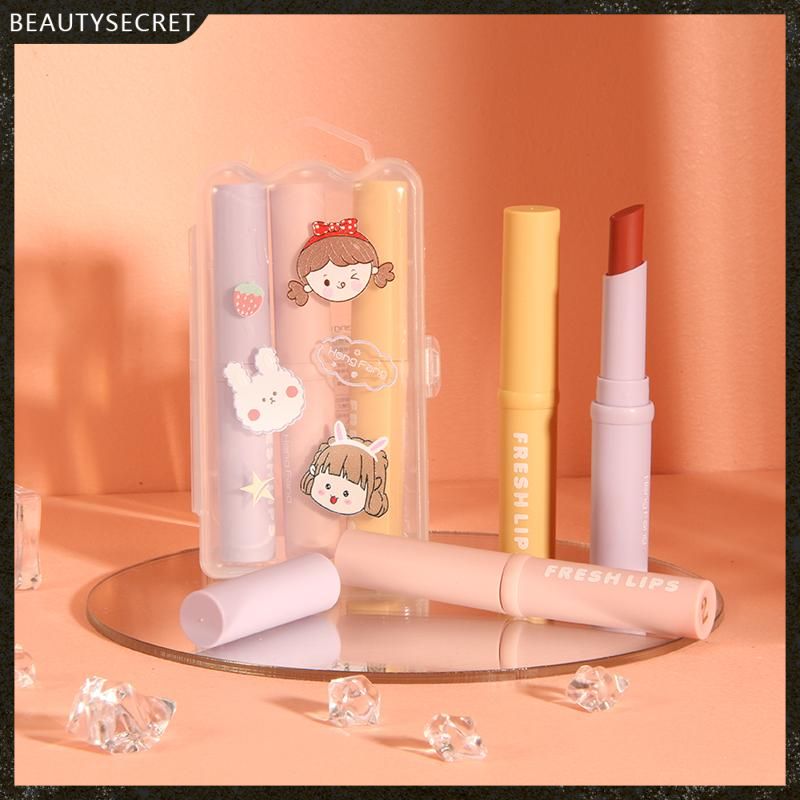 (Hàng Mới Về) Set 3 Thỏi Son Sáp Hengfang Tông Nhung Lì Chống Nước Lâu Trôi