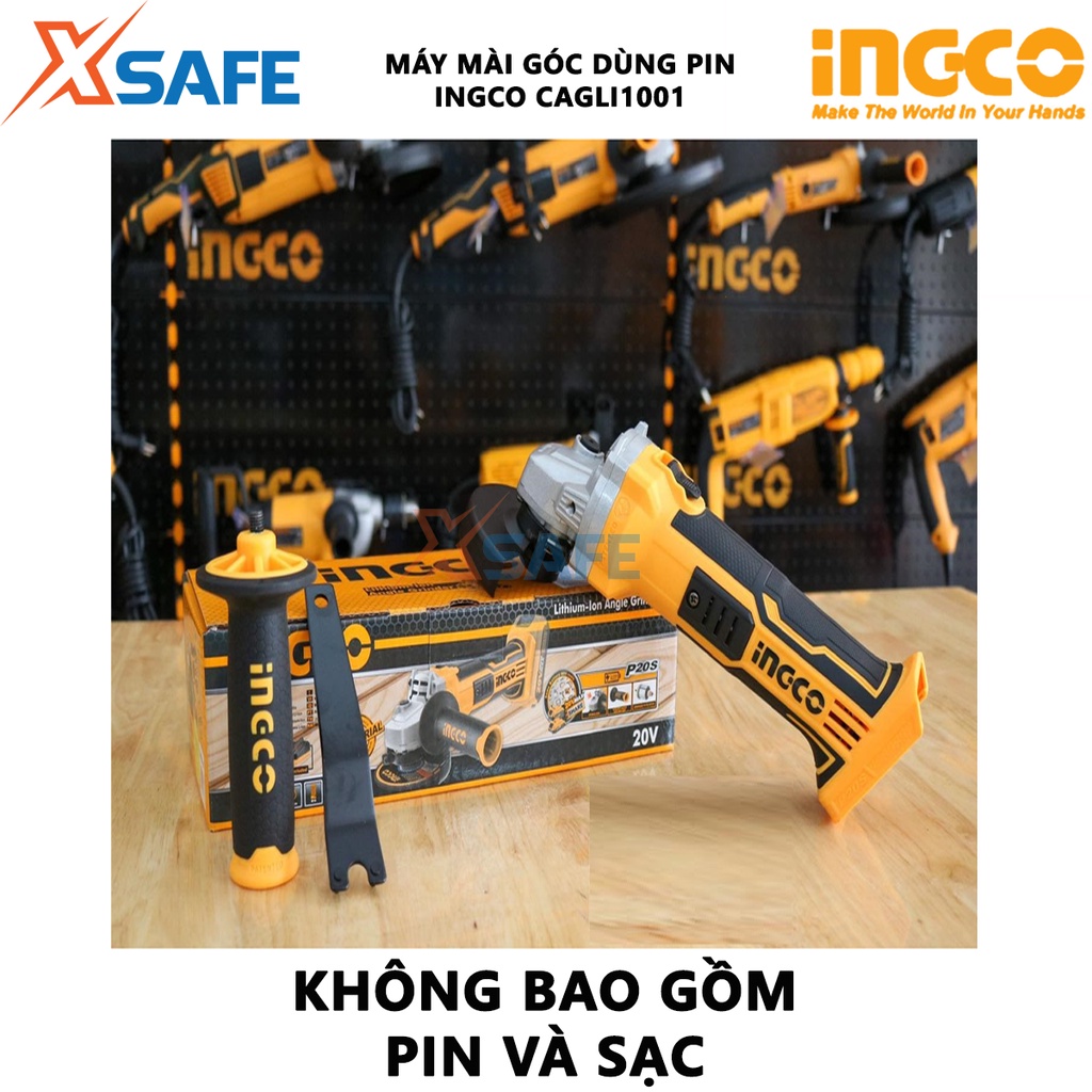 Máy mài góc dùng pin INGCO CAGLI1001 20V tốc độ không tải 8500/min, trục chính M10, không kèm pin sạc