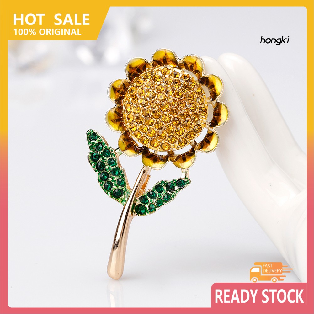 Ghim Cài Áo Hình Hoa Hướng Dương Đính Đá Nhân Tạo Thời Trang Cho Nữ