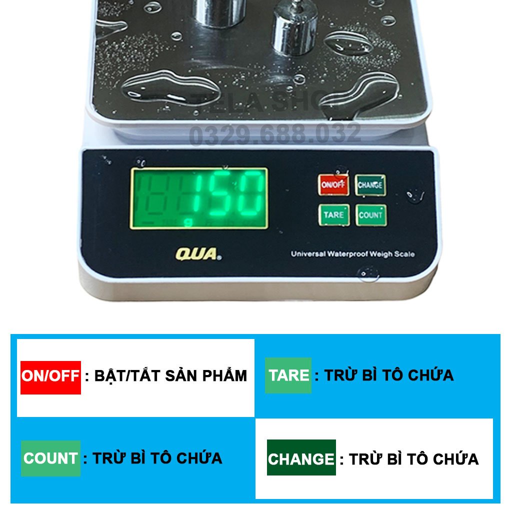 Cân nhà bếp mini 5kg QUA định lượng 1g Tính Năng Chống Nước &amp; Sạc Điện Tela Shop