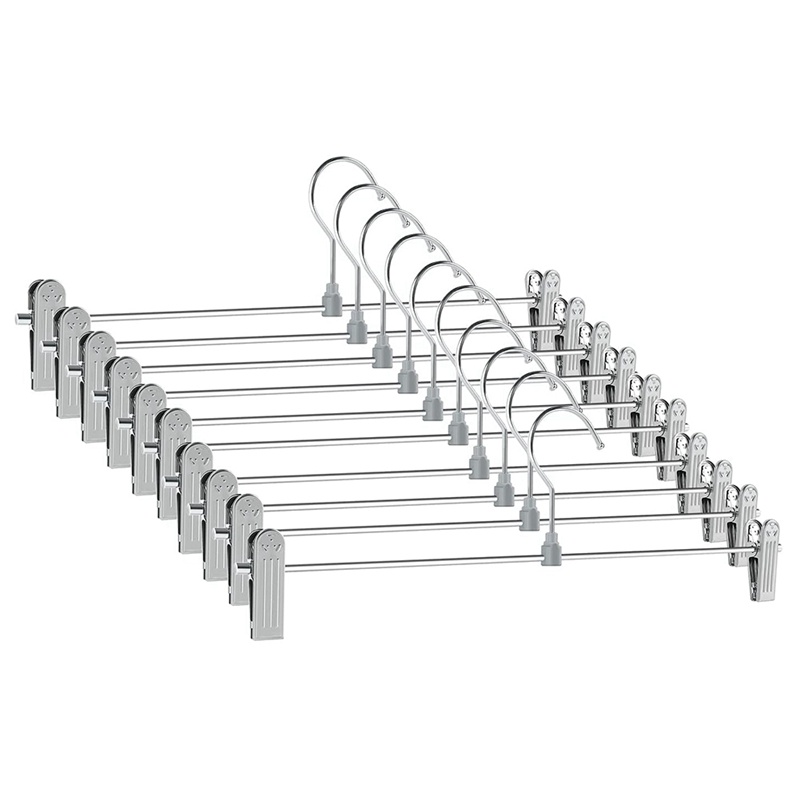 Set 10 Móc Treo Quần Áo Tiết Kiệm Không Gian Có Kẹp Điều Chỉnh Được