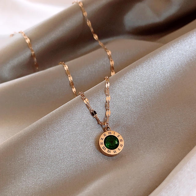 MIAOYA Vòng cổ Mặt Đá zircon Xanh Xinh Xắn Thời Trang