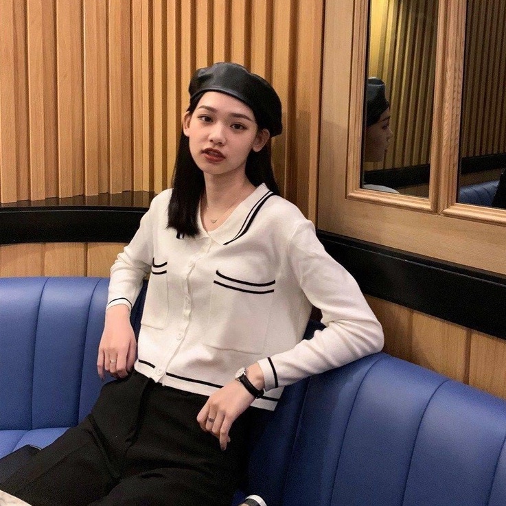 Áo khoác cardigan ZHELIHANGFEI dệt kim tay dài dáng rộng cổ bẻ thời trang trẻ trung cho nữ