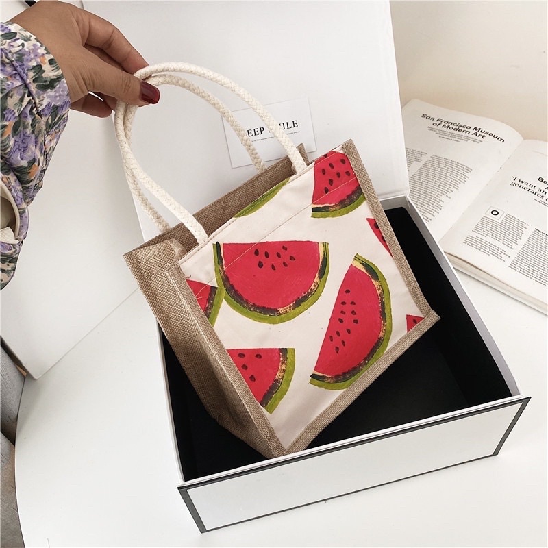 túi cói hoa quả mini sang chảnh