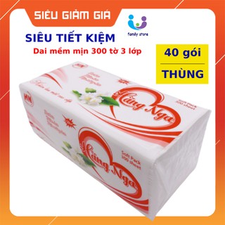 Khăn giấy ăn khô đa năng Hằng Nga 300 tờ 3 lớp lụa trắng siêu dai mềm mịn [Mã giảm giá FAMILY]