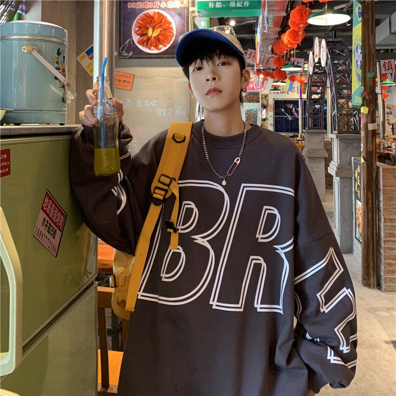 Áo sweater tay dài cổ tròn nam nữ couple form rộng BR dày thu đông nỉ ulzzang  big size