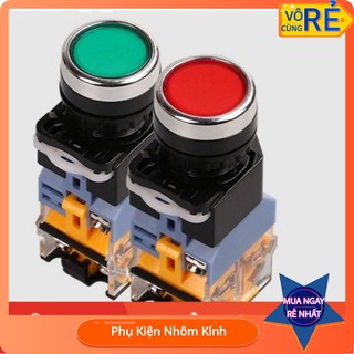 Nút nhấn nhả không đèn, có đèn công tắc đề xanh đỏ vàng phi 22 cho máy cắt nhôm,....