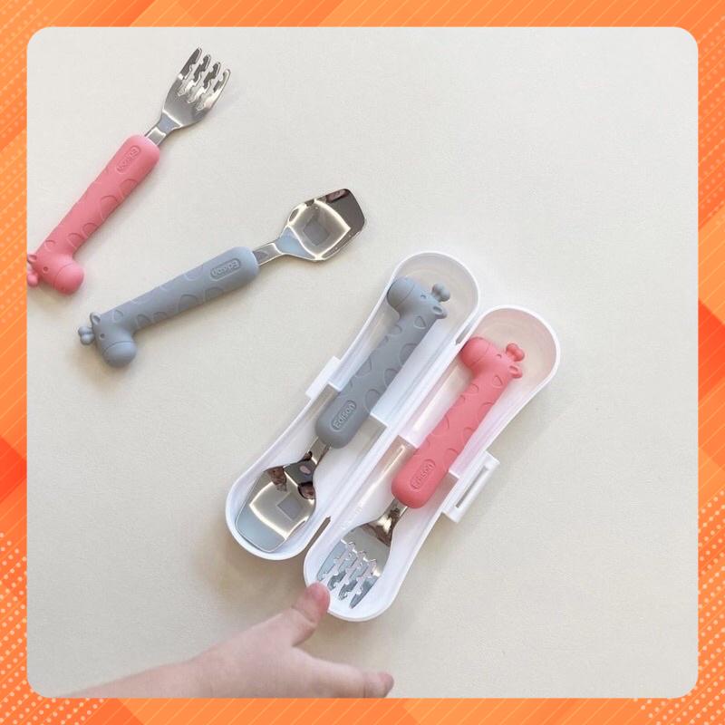 Set thìa dĩa ăn dặm Silicon/inox _ Hãng Edison_ Hàn Quốc