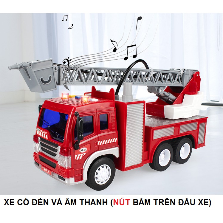 Mô hình xe ô tô cứu hỏa phun được nước thật loại vòi phun - xe có âm thanh và đèn nháy ô tô đồ chơi trẻ em