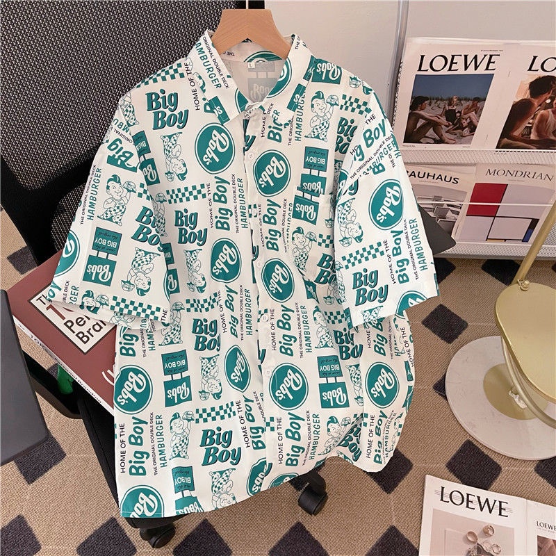 Áo Thun Ngắn Tay In Họa Tiết Hoạt Hình Phong Cách Hip Hop Hàn Quốc