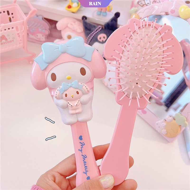 SANRIO Lược Mát Xa Túi Khí Hình Kuromi Dễ Thương Có Đệm Khí Và Gương Trang Điểm